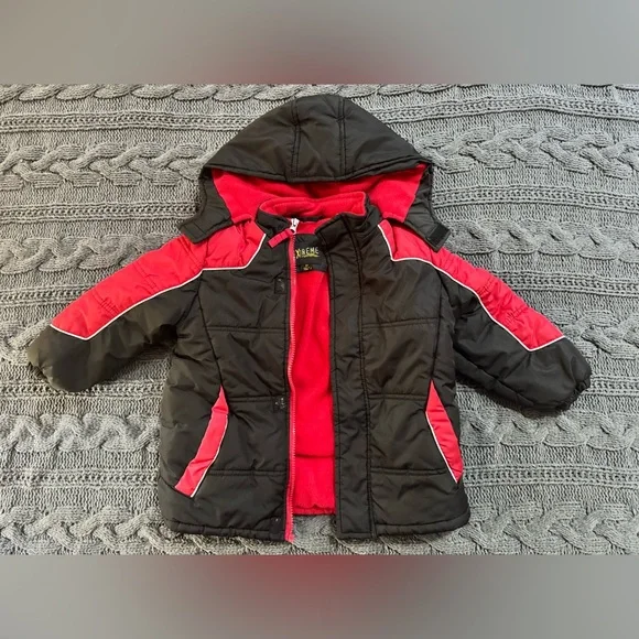 iXtreme Black & Red Hooded Winter Jacket (Boys, 4T) - Picture 1 of 8